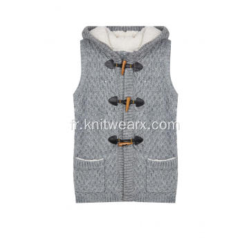 Cardigan à capuche et poche en tricot pour femmes